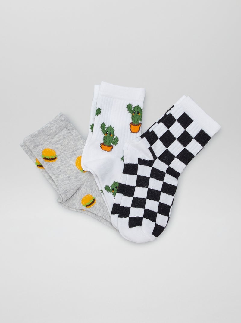 Lote de 3 pares de meias de fantasia BRANCO - Kiabi