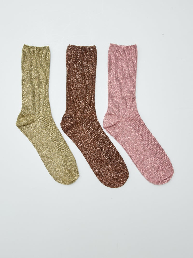 Lote de 3 pares de meias de fantasia CAQUI - Kiabi