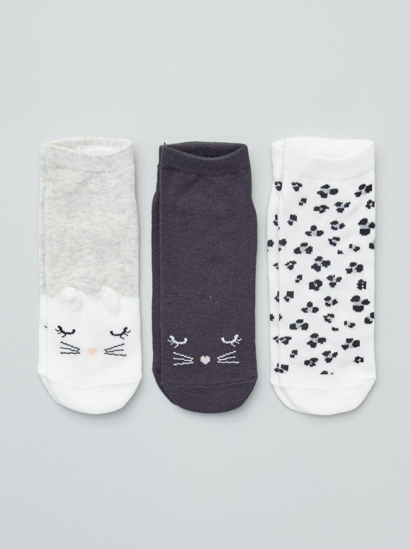 Lote de 3 pares de meias de fantasia Gato - Kiabi