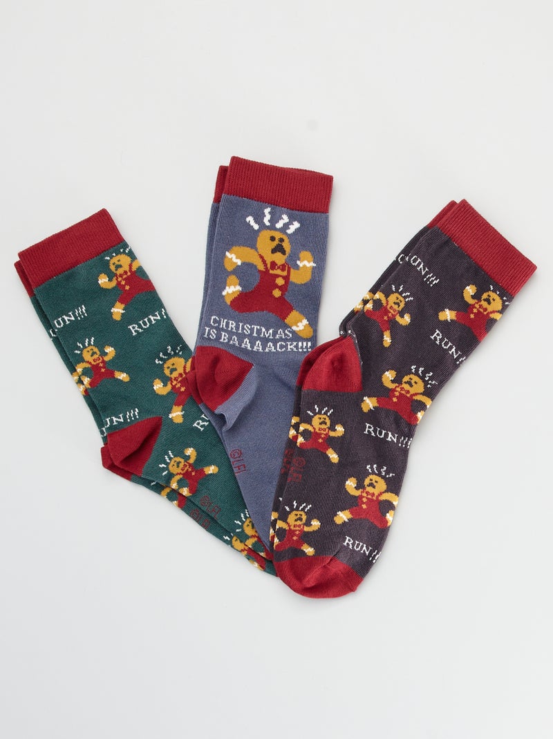 Lote de 3 pares de meias de Natal AZUL - Kiabi