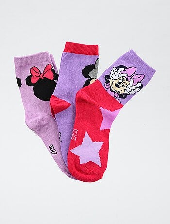 Lote de 3 pares de meias 'Disney' 'Minnie' em algodão
