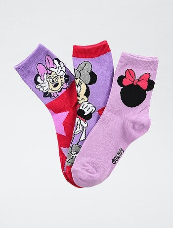 Lote de 3 pares de meias 'Disney' 'Minnie' em algodão
