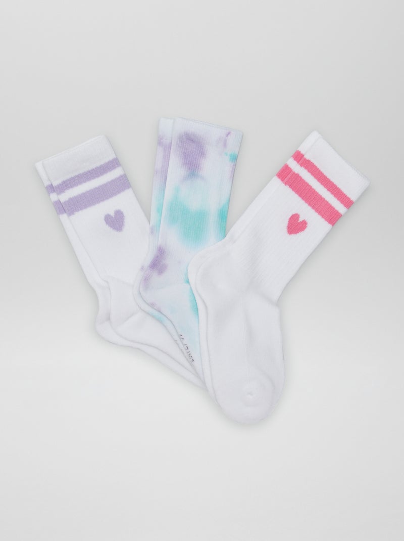 Lote de 3 pares de meias estilo desportivo BRANCO - Kiabi