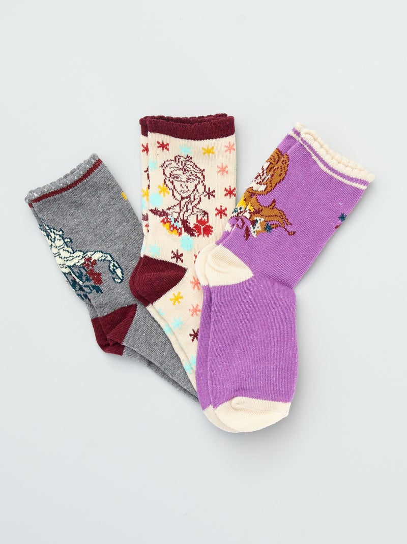 Lote de 3 pares de meias 'Frozen' Cinza/ bege - Kiabi