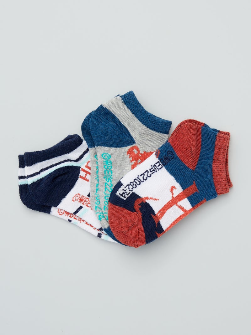 Lote de 3 pares de meias 'Harry Potter' Azul/ Cinza - Kiabi