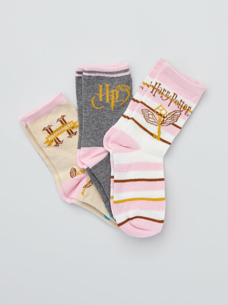 Lote de 3 pares de meias 'Harry Potter' Cinza/ Rosa - Kiabi