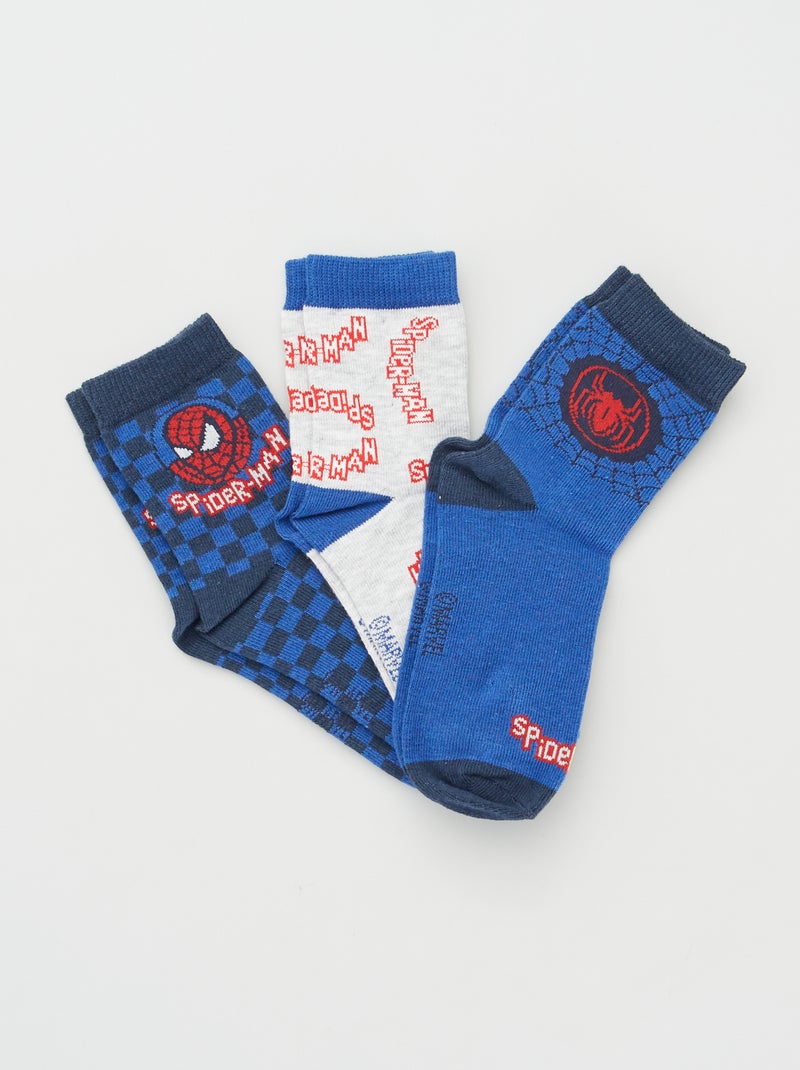 Lote de 3 pares de meias 'Homem-Aranha' AZUL - Kiabi
