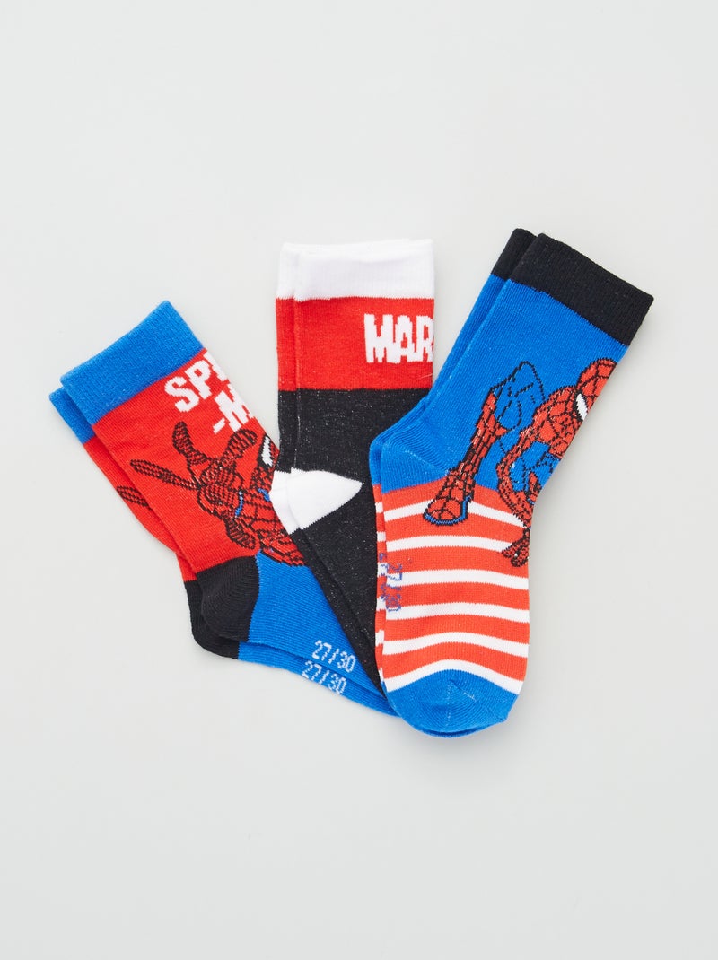 Lote de 3 pares de meias 'Homem-Aranha' Azul/ Vermelho - Kiabi