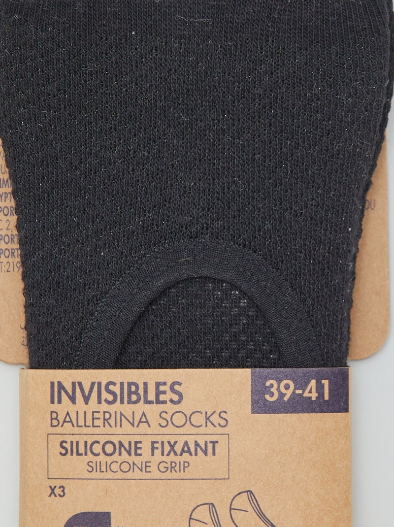 Lote de 3 pares de meias invisíveis Preto - Kiabi