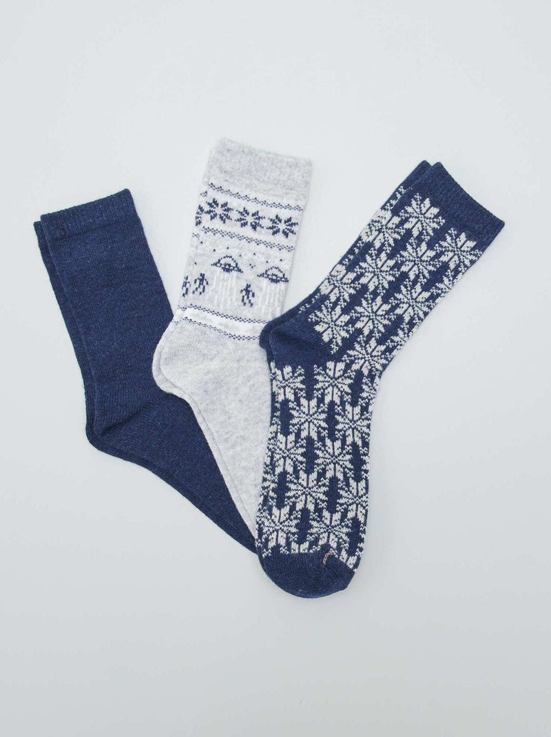 Lote de 3 pares de meias jacquard AZUL - Kiabi
