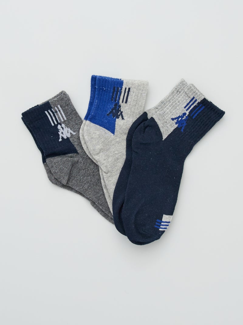 Lote de 3 pares de meias 'Kappa' Cinza/ Marinho - Kiabi