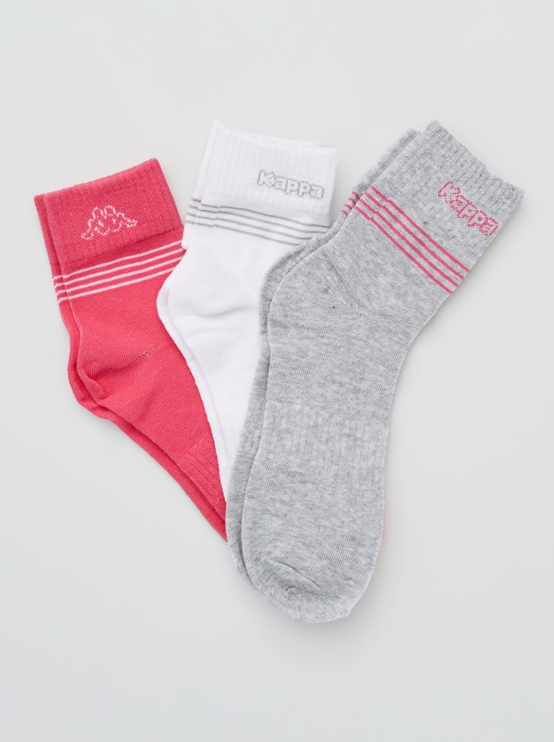 Lote de 3 pares de meias 'Kappa' Rosa/ Branco - Kiabi