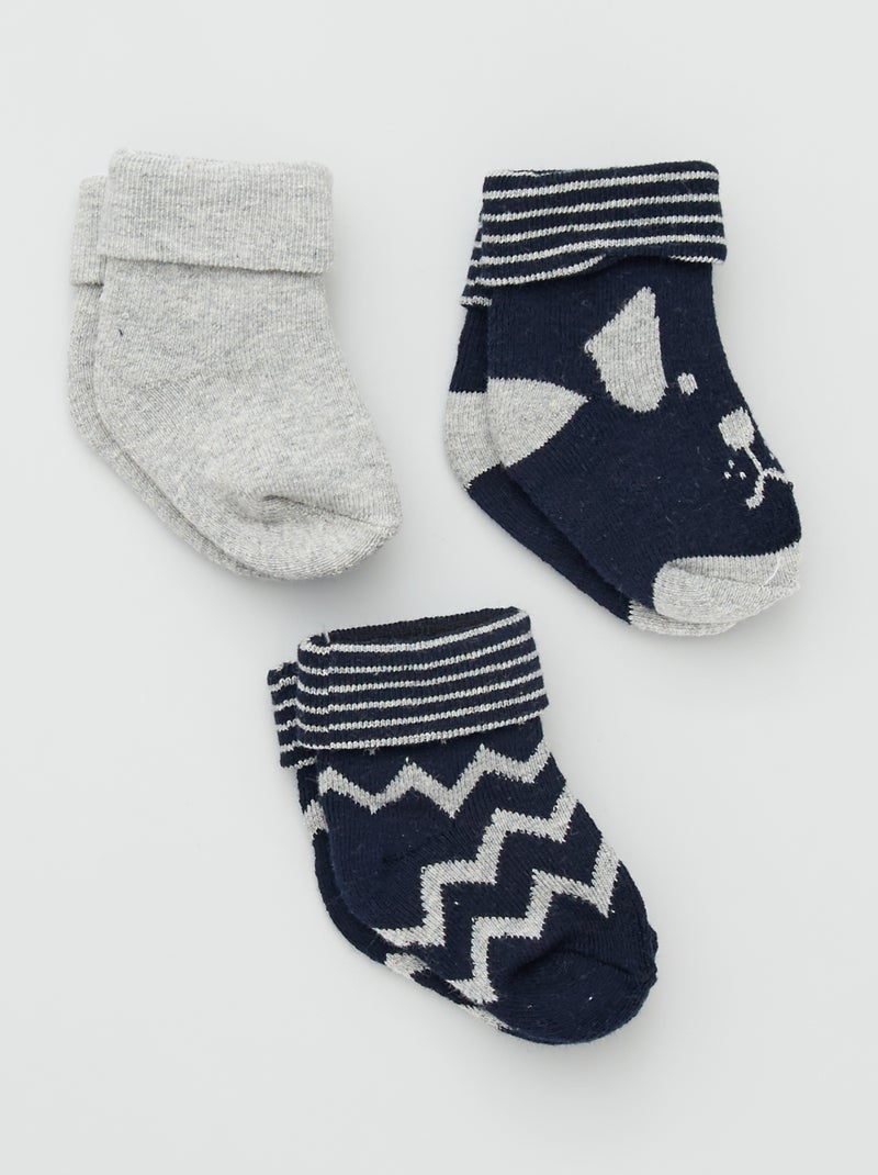 Lote de 3 pares de meias Marinho/ Branco - Kiabi