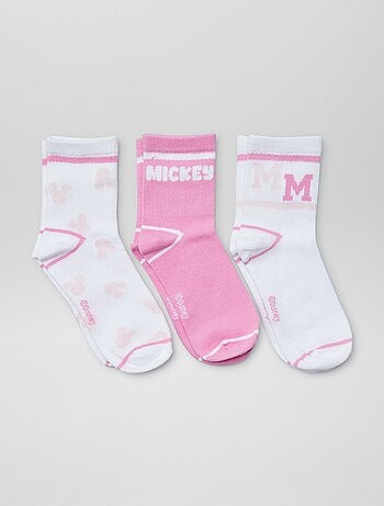 Lote de 3 pares de meias 'Mickey' e 'Minnie'