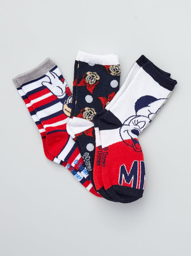 Lote de 3 pares de meias 'Minnie' Azul/ Vermelho - Kiabi