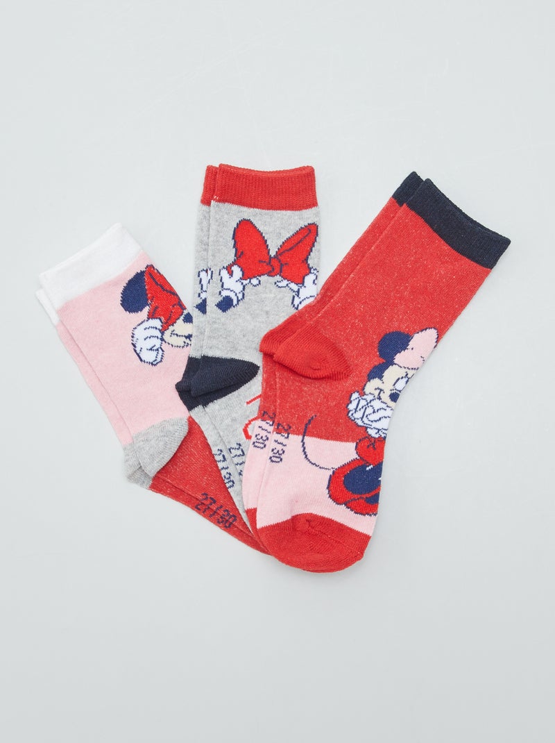 Lote de 3 pares de meias 'Minnie' da 'Disney' VERMELHO - Kiabi