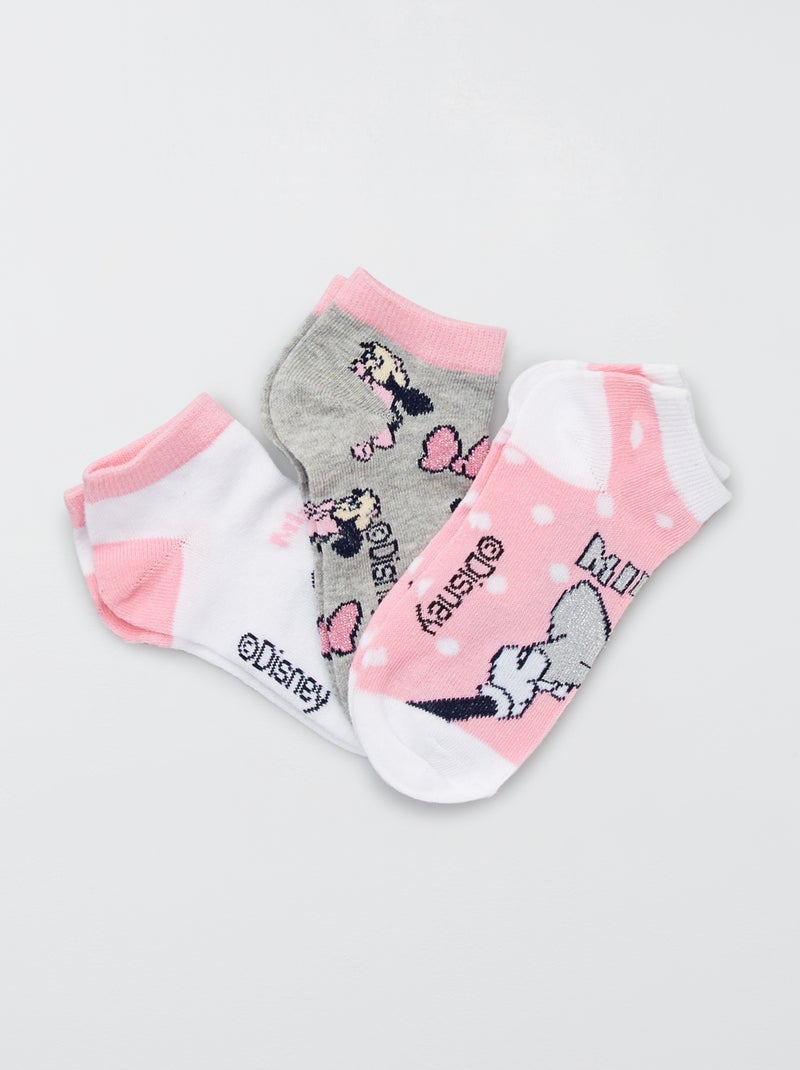 Lote de 3 pares de meias 'Minnie Mouse' Cinza/ Rosa - Kiabi