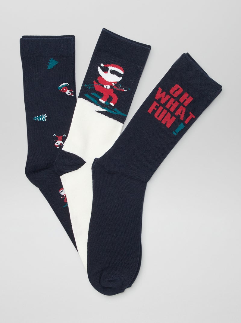 Lote de 3 pares de meias 'Natal' AZUL - Kiabi