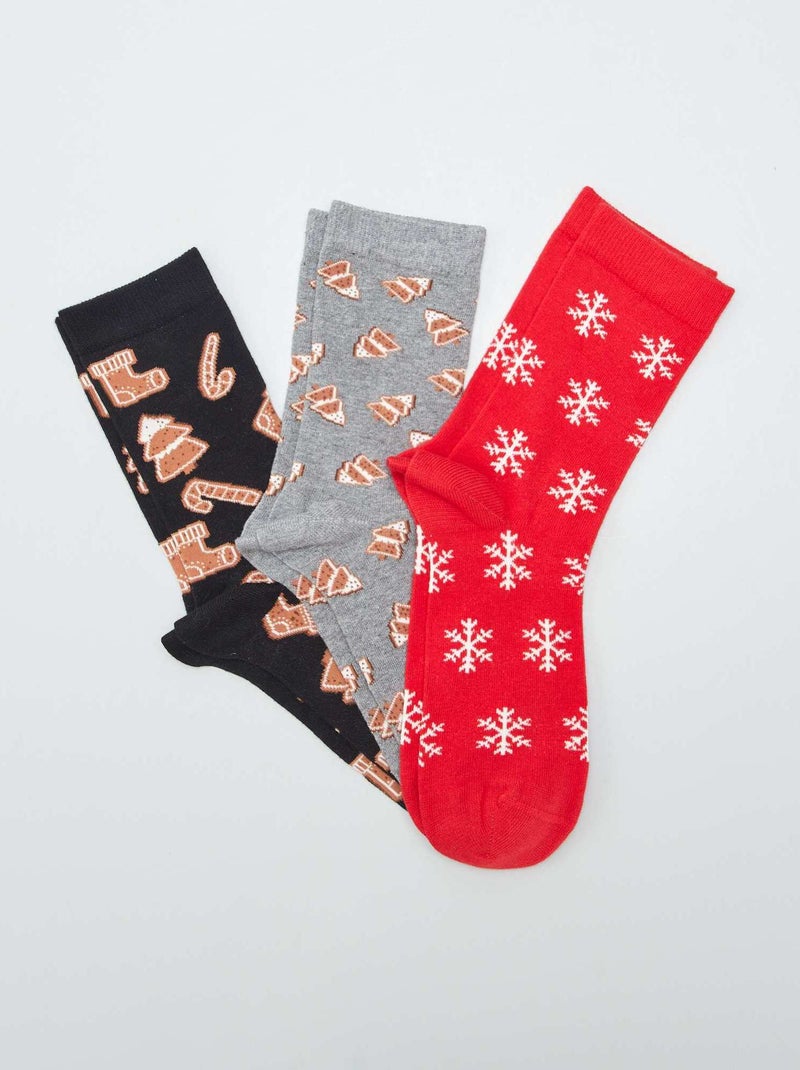 Lote de 3 pares de meias 'Natal' CINZA - Kiabi