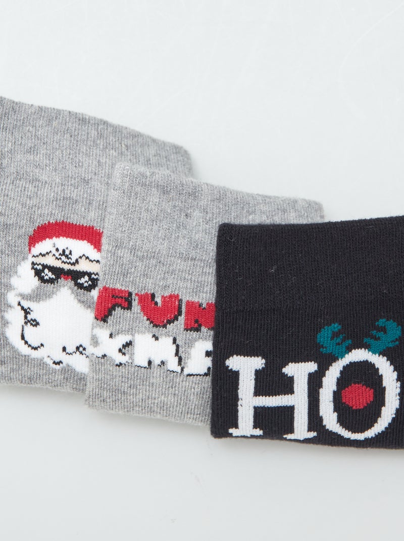 Lote de 3 pares de meias 'Natal' CINZA - Kiabi