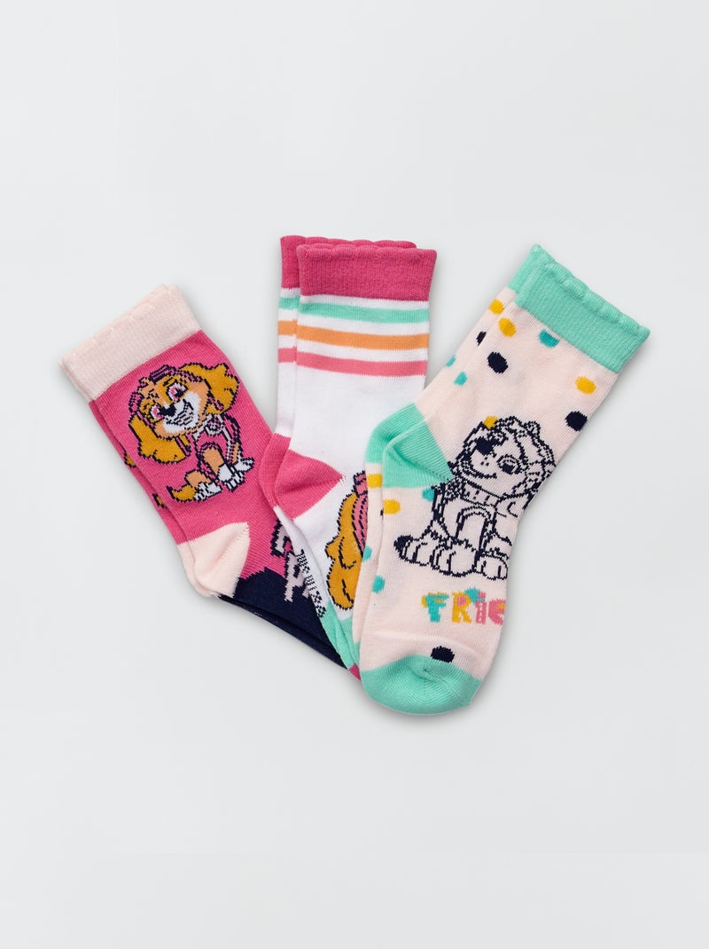 Lote de 3 pares de meias 'Patrulha Pata' Rosa/ Branco - Kiabi