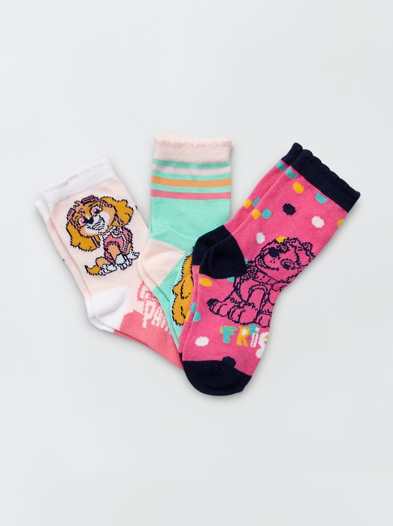 Lote de 3 pares de meias 'Patrulha Pata' Rosa/Azul - Kiabi