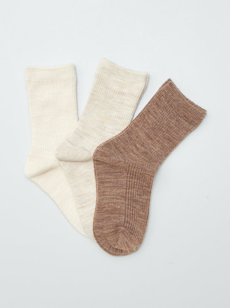 Lote de 3 pares de meias quentes CASTANHO - Kiabi