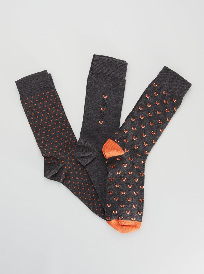Lote de 3 pares de meias 'raposa' Cinza Mesclado - Kiabi