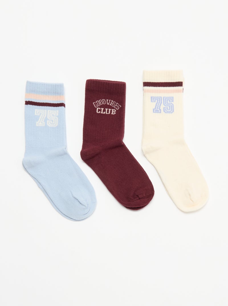 Lote de 3 pares de meias Vermelho - Kiabi