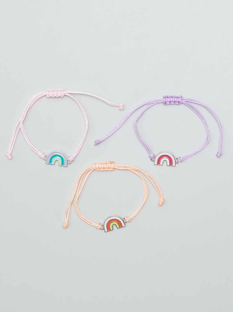 Lote de 3 pulseiras 'arco-íris' ROSA - Kiabi