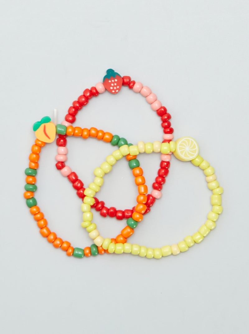 Lote de 3 pulseiras com missangas VERMELHO - Kiabi