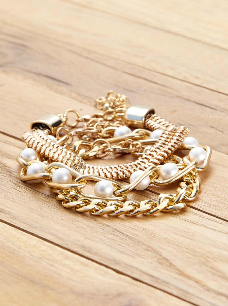 Lote de 3 pulseiras Dourado - Kiabi