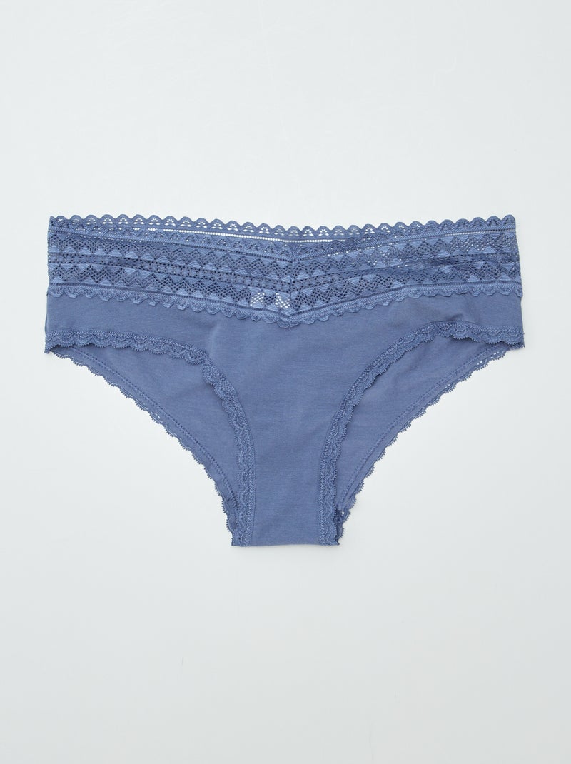 Lote de 3 shorties com renda AZUL - Kiabi