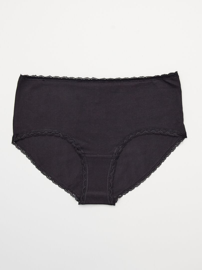 Lote de 3 shorties de algodão em renda Preto - Kiabi