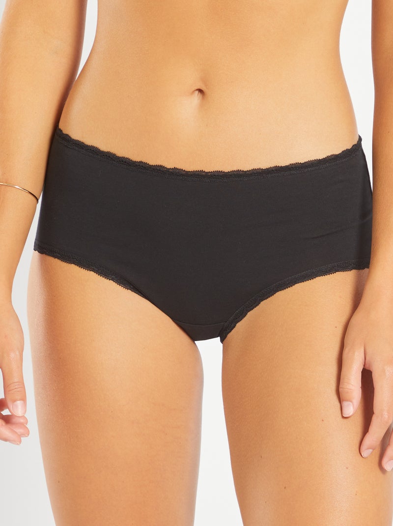 Lote de 3 shorties de algodão em renda Preto - Kiabi