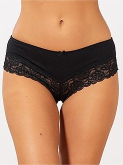 Lote de 3 shorties em poli-algodão com detalhe de renda - Kiabi