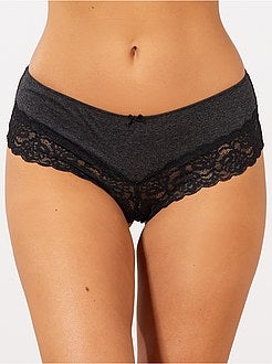 Lote de 3 shorties em poli-algodão com detalhe de renda - Kiabi