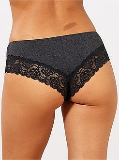 Lote de 3 shorties em poli-algodão com detalhe de renda - Kiabi