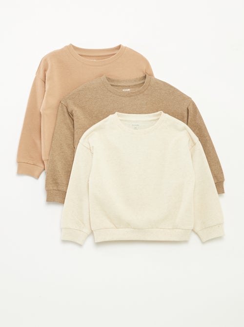 Lote de 3 sweatshirts lisas em moletão leve - 3 peças - Kiabi