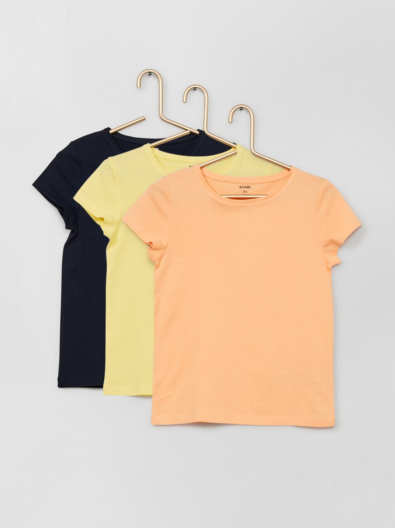Lote de 3 t-shirts com gola redonda AZUL - Kiabi