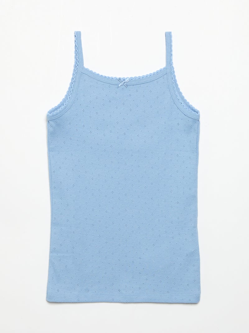 Lote de 3 t-shirts de manga cava em malha pointelle Azul - Kiabi