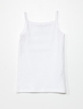 Lote de 3 t-shirts de manga cava em malha pointelle