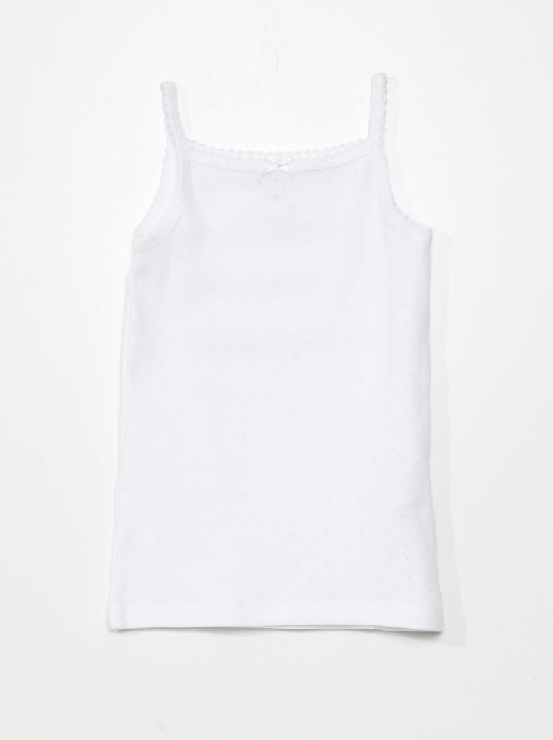 Lote de 3 t-shirts de manga cava em malha pointelle BRANCO - Kiabi