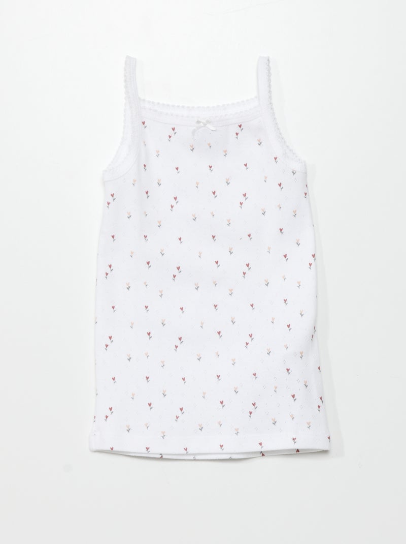 Lote de 3 t-shirts de manga cava em malha pointelle BRANCO - Kiabi