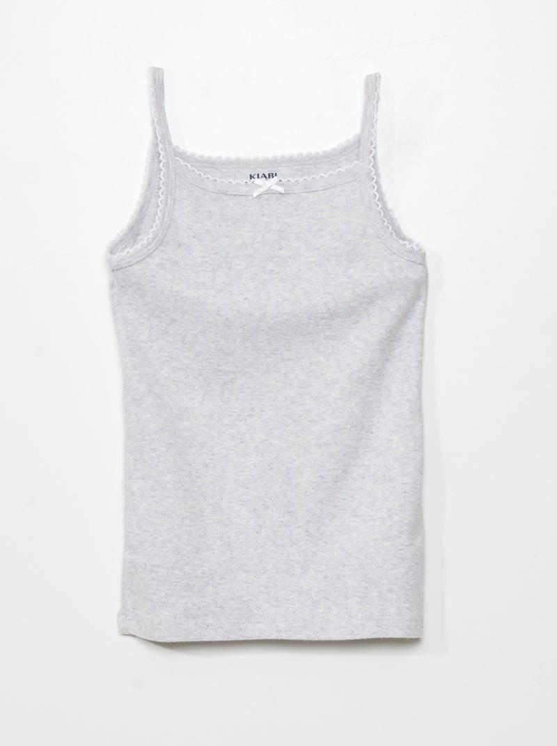 Lote de 3 t-shirts de manga cava em malha pointelle BRANCO - Kiabi