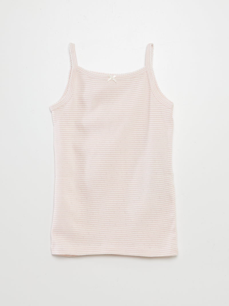 Lote de 3 t-shirts de manga cava em malha pointelle ROSA - Kiabi