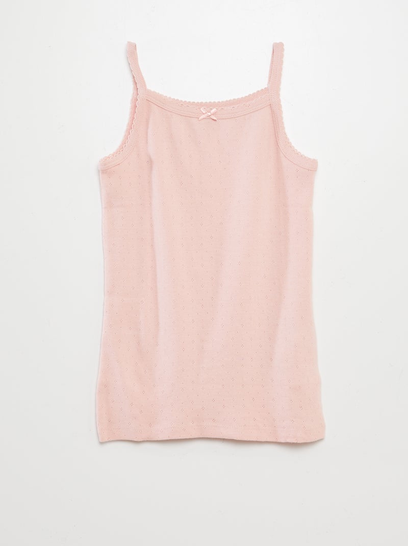 Lote de 3 t-shirts de manga cava em malha pointelle ROSA - Kiabi