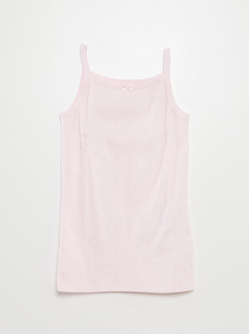 Lote de 3 t-shirts de manga cava em malha pointelle ROSA - Kiabi