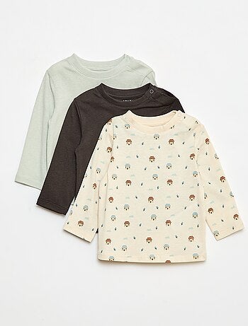 Lote de 3 t-shirts de manga comprida (1 com motivo)