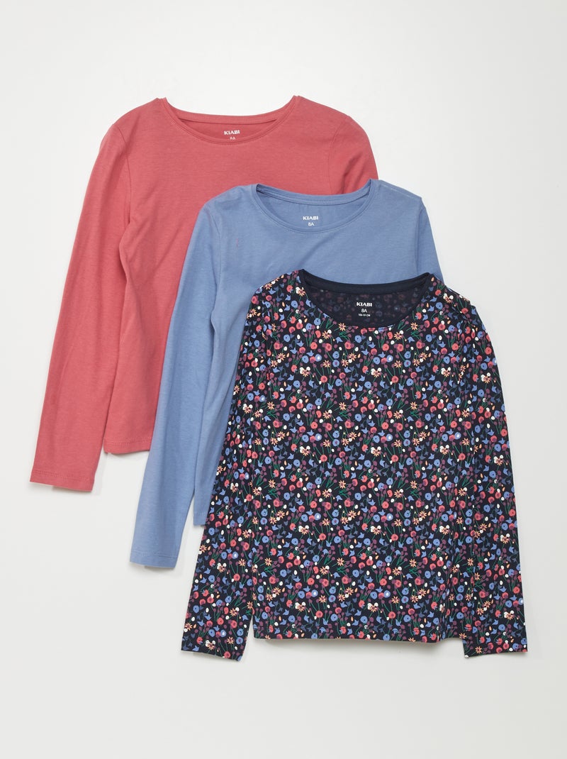 Lote de 3 t-shirts de manga comprida AZUL - Kiabi